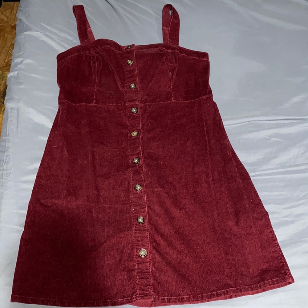 Red cord jumper dress